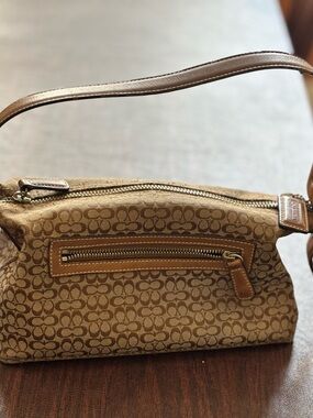 Coach Tan Signature Monogram Shoulder Bag